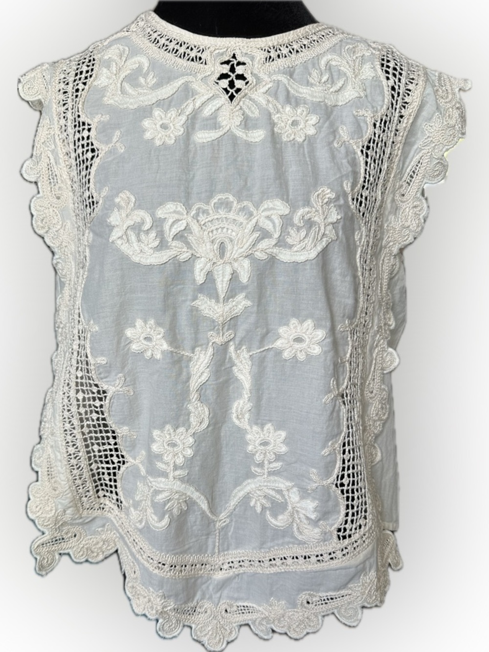 Zara Cream Embroidered Lace-Trim Camisole